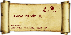 Lunova Mihály névjegykártya